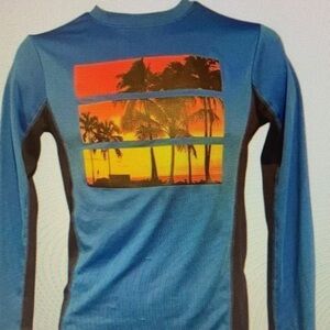 Kids Swim Long Sleeve Rash Guard - Blue and Orange